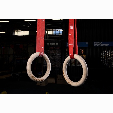 Купить Кольца гимнастические 32 мм красные стропы в Карабулаке 